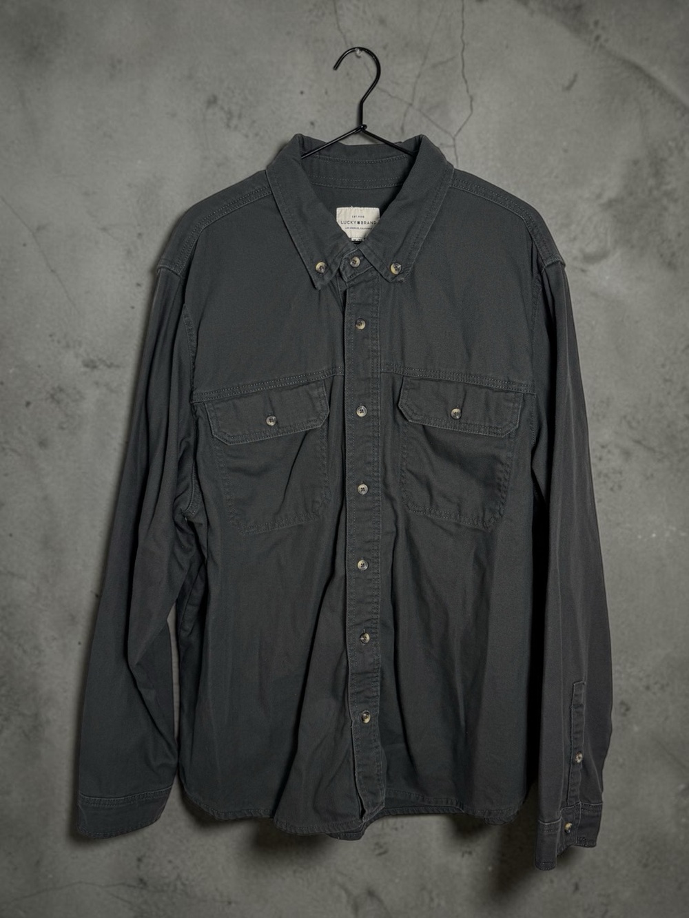 Lucky Brand Men’s Long Sleeve Button Down Shirt Jacket - Charcoal Gray